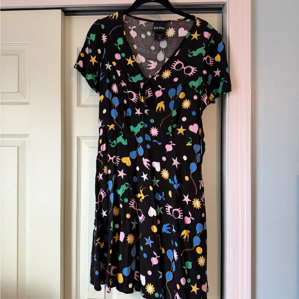 Hot Topic Black Mini Dress with Colorful Patterns
